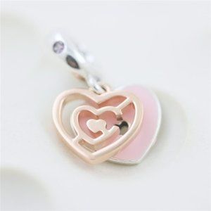 Pink Heart Labyrinth Dangle Charm